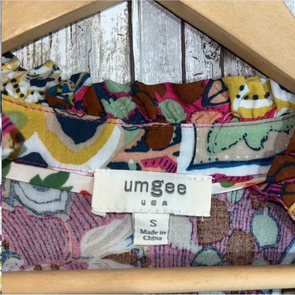Umgee Alessia Mixed Print Puff Sleeve Blouse - Picture 8 of 8